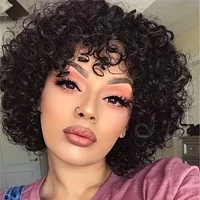 Short Curly Bob Human Hair Wig Colored Brazilian Ombre Bouncy Curl Full Wig Women