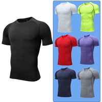 Men's Quick-Dry Compression T-Shirt For Basketball, Running & Gym - Breathable Stretch Fit Round Neck Sportswear (Black, White, Navy, Gray)