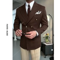 Italian Naples Double Breasted Single Casual Gentleman Peak Lapel Suit Retro Elegant Draped