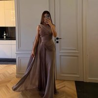 Spring/Summer Women's Pleated Ribbon Satin Evening Gown Style