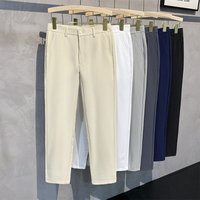  Chino Pants Short Stretch Comfortable Business Casual Trousers Belt Skinny Ankle Length Dress Pants Office Daily Wear