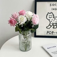 Premium Realistic Rose Silk Flower Bouquet For Home Decor - Elegant Centerpiece For Weddings, Parties, And Living Spaces (Multiple Colors Available)