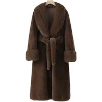 Luxury Faux Fur Coat With Fox Collar – Mid-Length Winter Jacket For Women (M-XL)