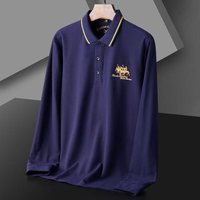 Clothing Autumn Winter Dads Casual Business Polo Shirt Free Ironing Embroidered Lapel Top Long Sleeve