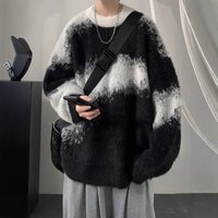 Oversize American Block Lazy Style Sweater Autumn Winter Loose Knitwear Warm Jacket Trendy