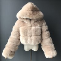 Faux Fur Hooded Jacket – Short Cropped Leather Trim Streetwear Coat