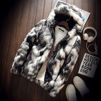 Men's Clothing Men's Faux Fur Winter Coat With Hood – Luxurious Faux Mink Style, Long Tailored Fit, Horn Button Closure (Black, S-XXXL)