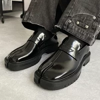 Split Toe Horseshoe Thick Sole Lefu Tabi Shoes Patent Leather Korean Version Trend Casual Leather Shoe S