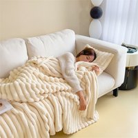 Rabbit Hair Fleece Blanket Ultra Soft Flannel Throw Sofa Car Nap Lightweight Summer Air Conditioning Blanket Purpose Cozy Cover