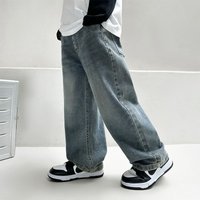Mother & Kids Boys Pants Spring And Autumn Jeans Middle And Large Children Boys Straight Trousers Plus Velvet Casual Pants