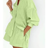 Clothing Striped baggy back shirt two piece baggy shorts suit