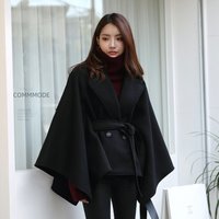 Woolen coat winter Years Day war robe coat long loose lace up shawl cape padded coat