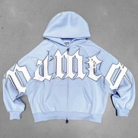 Street Ready Hoodie & Jogger Set Fleece Lined Zip Up & Pants Oversized Batwing Sleeves Bold Streetwear Looks