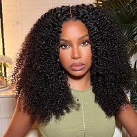 Mongolian Kinky Curly Human Hair Lace Front Wig 13x4 180% 200% Density