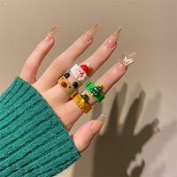 Christmas Cartoon Resin Ring Fashion Personality Santa Claus Christmas Tree Elk Finger Ring Cute Ring