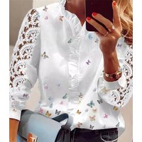 Women's new style lace stitching printed shirt for women
