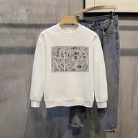 Autumn Winter Fashion Hoodie Printed Casual Round Neck Versatile Top Slim Fit Long Sleeved Shirt