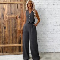 Clothing American Style Two Piece Clothing Set Plus Solid Button Vest 2026
