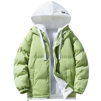 Unisex Japanese Streetwear Hooded Puffer Jacket - Winter Fleece-Lined Coat (Black/Khaki/Blue/Green, M-4XL)