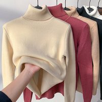  High Neck Fleece Sweater Winter Warm Tops Thickened All One Thermal Shirt Autumn & Winter 