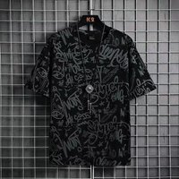 Letter print short sleeved T shirt summer graffiti ins loose Hong Kong style trend student couple bottoming shirt trend