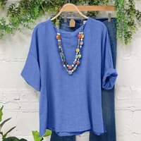 Women's Clothing Casual Split Cotton And Linen Tops And Blouses