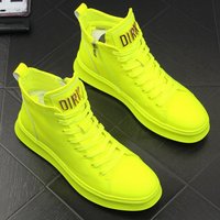 Men's Shoes Four Seasons Trendy Shoes Patent Leather Bright Leather Sneakers Boys High Top Casual Shoes 2024 New Fluorescent Green Gold Silver White