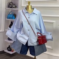  Relaxed Fit Long Sleeve Shirt Elegant Collar Top Breathable & Stylish Autumn & Spring