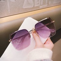 Trimmed Frameless Sunglasses Women’s UV Protection 2025 New Trendy Korean Version Big Face Thin Round Face Temperament Sunglasses Women