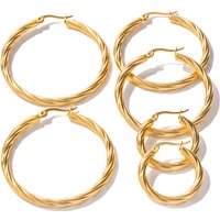 Women's Jewelry Fashion K Gold Stainless Steel Cable Wire Pattern Earrings Ins Style Non Fading Titanium Steel Earrings Ladies Earrings