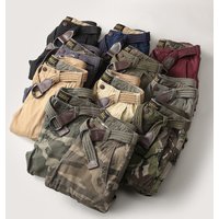 Premium Products Wear Resistant Work Pants Camouflage Loose Cotton Outdoor Casual Belt Jogging Pants