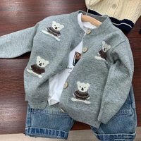 Kid's Clothing children's clothing boy bear knitted cardigan 24 spring new style baby girl fashionable embroidered wool coat