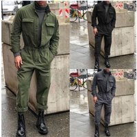 Winter new casual fashion men's solid color top long sleeves + loose trousers stand collar clothes casual suit