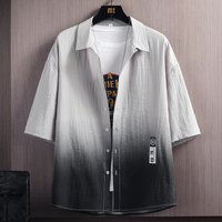 Clothing Short Sleeved Shirt Summer Thin Ice Silk Handsome Hawaiian Beach Half Sleeved Gradient Inch Clothes Jacket