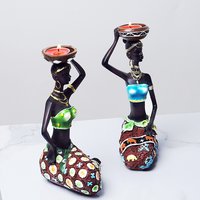 Black Holder Two-Piece Set Resin Crafts Home Living Room Candle Display Decoration Ornament