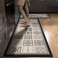 Floral Tile Kitchen Mat Set Of 2 – Diatomite Fast-Drying Absorbent Rug For Bathroom & Entryway (Non-Slip Easy Clean Waterproof 24″X16″)