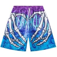 PsycheDrip 3D Print Shorts Skeleton Hand & Paisley Summer Streetwear Beach Bottoms Slight Stretch Polyester