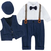 ALYCExiyuebaobao Autumn New Stylish Korean Version Boys Gentleman Formal Suit Toddler Baby Vest Romper Three-Piece Set