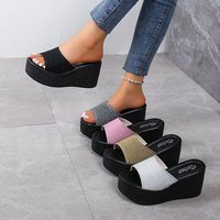Slipper Muffin Fish Mouth Open toe Plus Wedge Heel Platform Flip flops