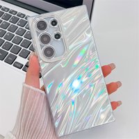 Laser Ripple Marble Case Samsung Galaxy S24 FE Plus S23 Ultra A15 A55 A54 A25 A35 Hard PC Glitter Camera Protection Cover