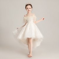 Mother & Kids Girls Princess Dress Fluffy Tulle Children Host Catwalk Evening Dress Little Girl Wedding Dress Flower Girl Performance Dress