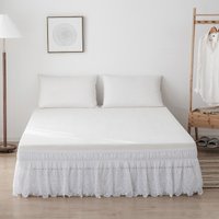 Princess Style Bed Skirt With Lace Trim (Pure Color Elegant Design, Fits Queen/King Size Beds – Breathable & Stylish Bedroom Decor)