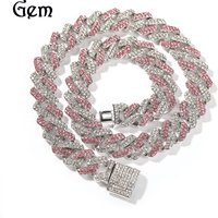 European American Style Cuban Chain Alloy Full Diamond 13MM Hip Hop Rap Cool Necklace Cross Border Jewelry