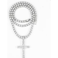 Hop Hip Tennis Jewelry Cross Shape Clavicle Chain Personality Temperament Pendant Single Row Diamond