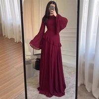 Elegant Ruffled High Neck Bell Sleeve Flowy Maxi Dress Waist Definition