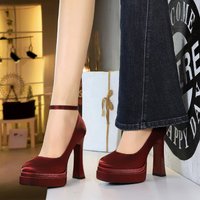 Heel Sandals Patent Leather Style Round Toe Satin Strap Shallow Mouth Waterproof Platform Chunky Heel Wom S Super High Heels Single Shoes Women Sanda