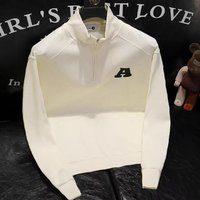 Half Turtleneck Embroidered Letter Sweater Korean Style Trendy Bottoming Top Spring Autumn Trendy Brand Casual Knitted Coat