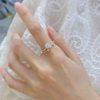 Brilliant as stars diamond ring moissanite female sterling silver gold niche design group inlay proposal wedding fairy ring