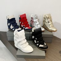 Block Height Increasing Sneakers Velcro Closure Thick Soled Casual Shoes Versatile Spring