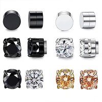 Same Style No Ear Piercing Magnet Ear Clip Magnetic Earrings Zircon Earrings Unisex Fashion Earrings